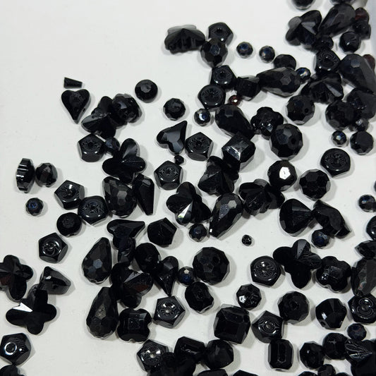 Bling Bling Glass beads-Black Black Black    (for beadable pens, keychains, phone chains)