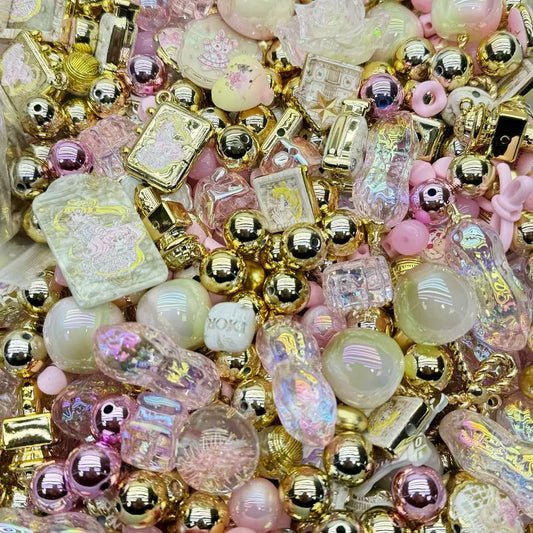 Acrylic beads- Pink Gold Sakura (for beadable pens, keychains, phone chains
