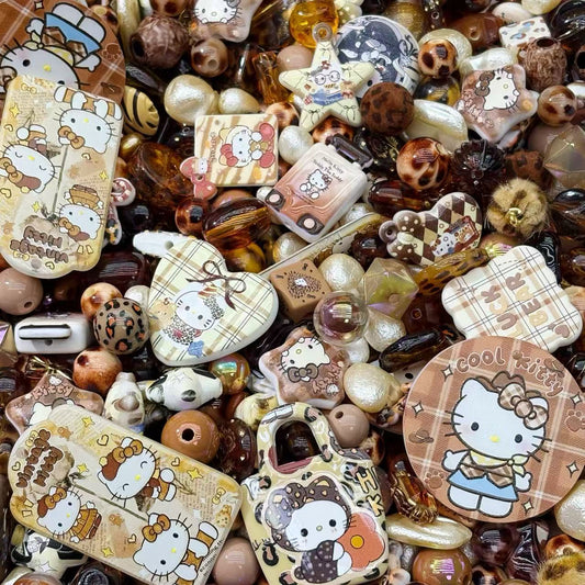 Acrylic beads- leopard kitty  (for beadable pens, keychains, phone chains