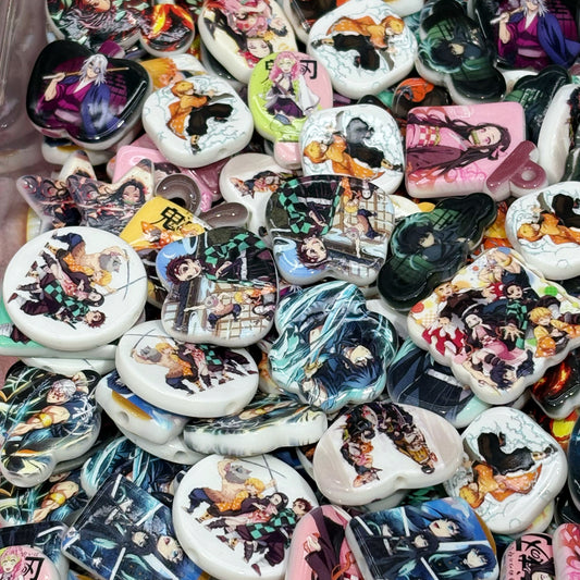 Acrylic beads-Demon Slayer (for beadable pens, keychains, phone chains)