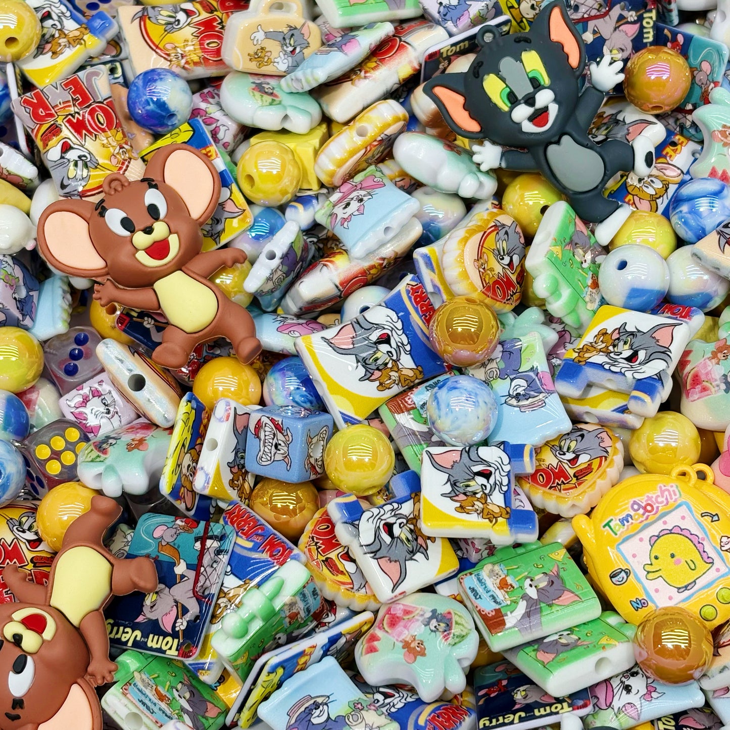 Acrylic Beads - Tom and Jerry for beadable pens, keychains, phone chains