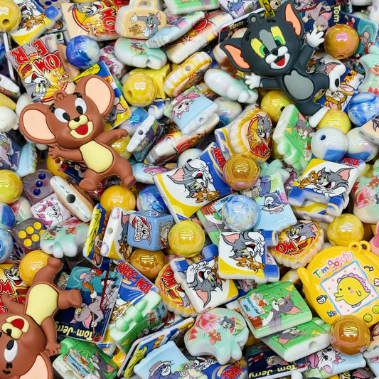 Acrylic Beads - Tom and Jerry for beadable pens, keychains, phone chains