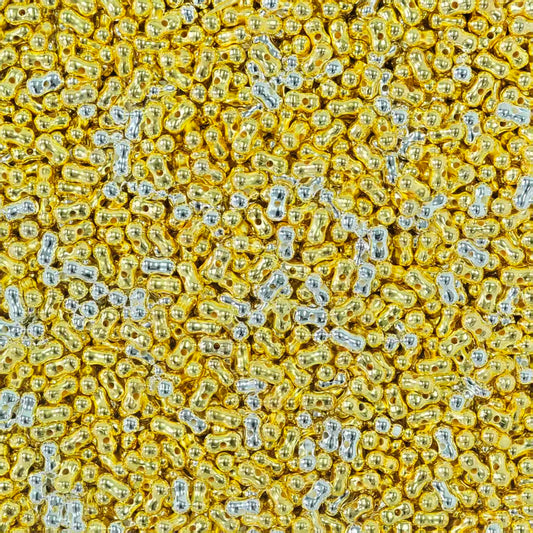 Acrylic beads - Silver gold peanut  (for beadable pens, keychains, phone chains)