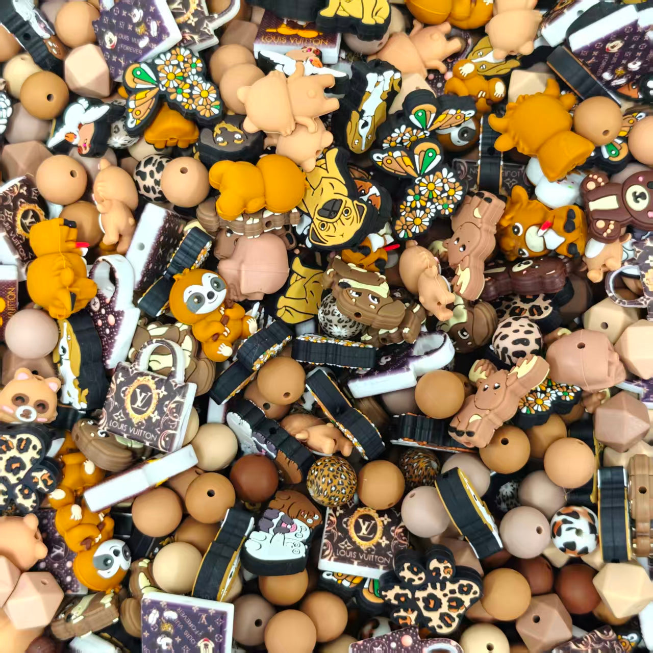 [Big sale]Silicon beads -Brown mix (for beadable pens, keychains, phone chains)