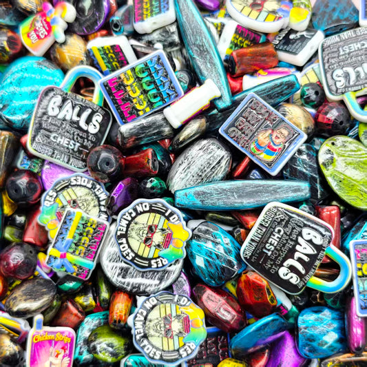 Acrylic Beads -Naughty words (for beadable pens, keychains, phone chains)