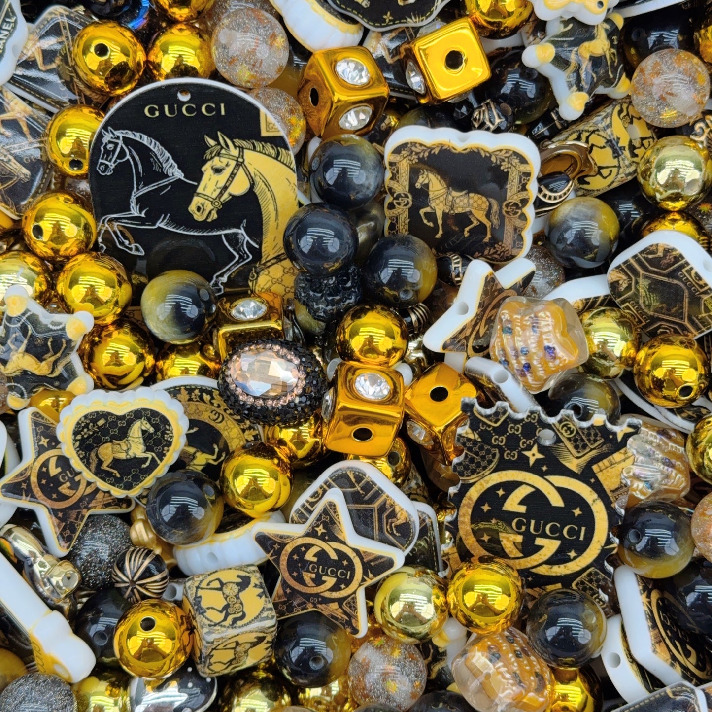 Acrylic Beads -  Black gold GC(for beaded pen, keychains, phone chains)