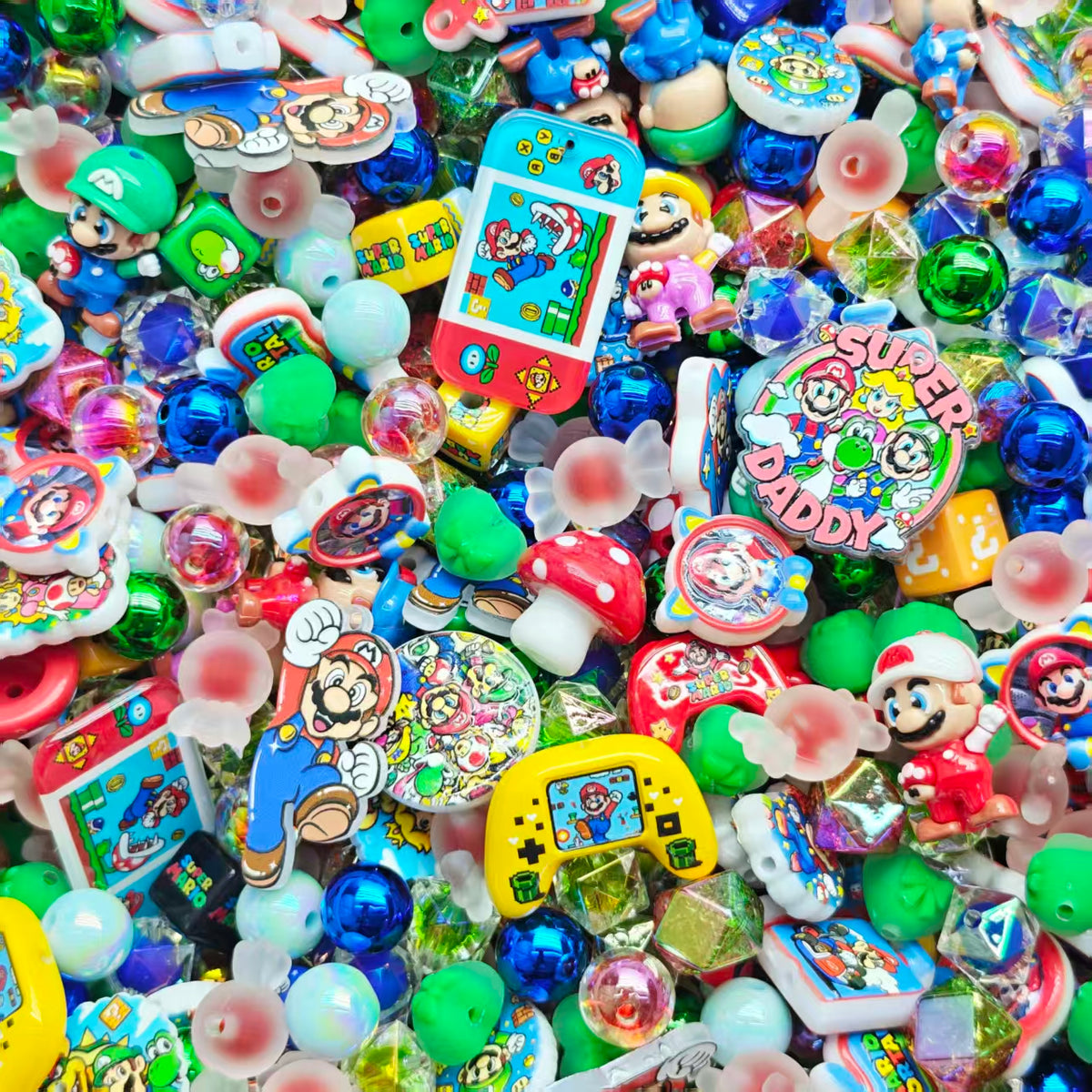 Acrylic beads - Mario (for beadable pens, keychains, phone chains)