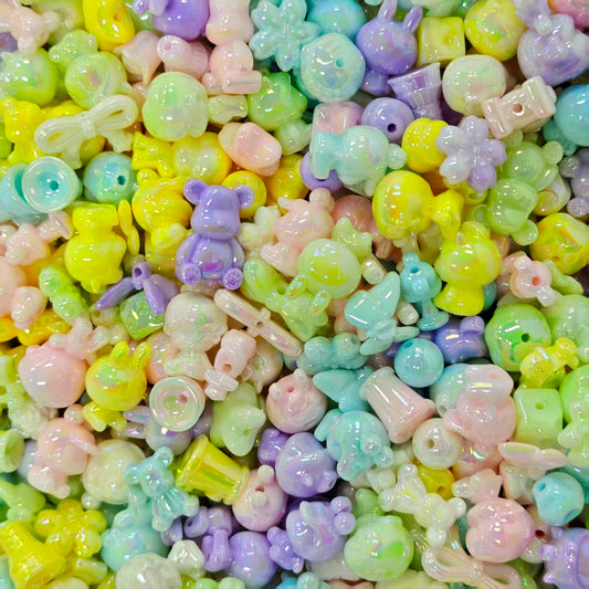 Acrylic Beads -UV glow in the dark mix (for beadable pens, keychains, phone chains)