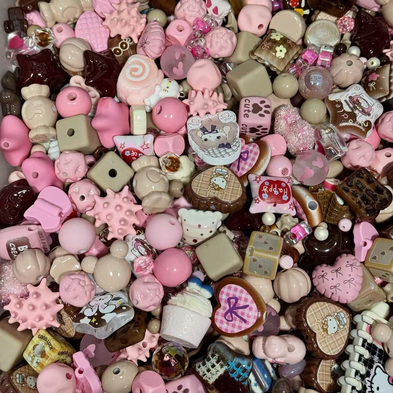 Acrylic beads-Pink brown（for beadable pens, keychains, phone chains