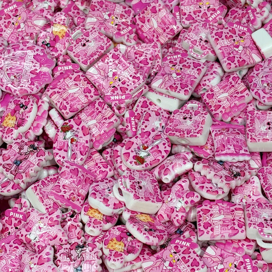 Acrylic beads-Pink Panther（Pink ) (for beadable pens, keychains, phone chains)