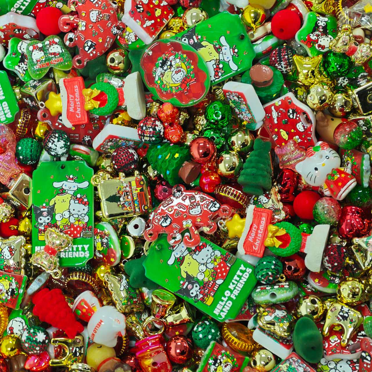Acrylic beads - Christmas Sanrio (for beadable pens, keychains, phone chains)