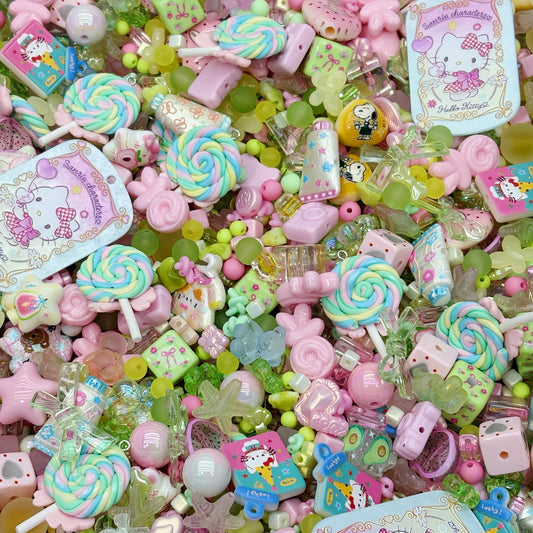 Acrylic beads – NEW!!Peony & Pea (pink&green) for beadable pens, keychains, phone chains