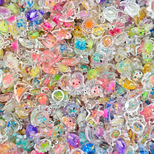 Acrylic Beads -Glitter ocean (for keychains, phone chains)