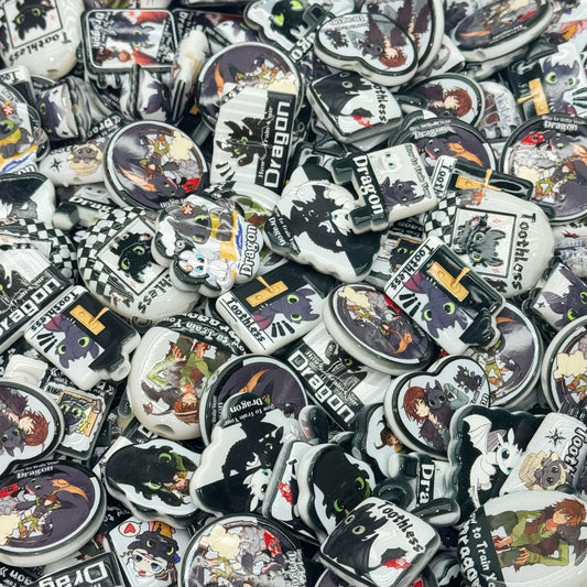 Acrylic beads-Toothless (for beadable pens, keychains, phone chains)