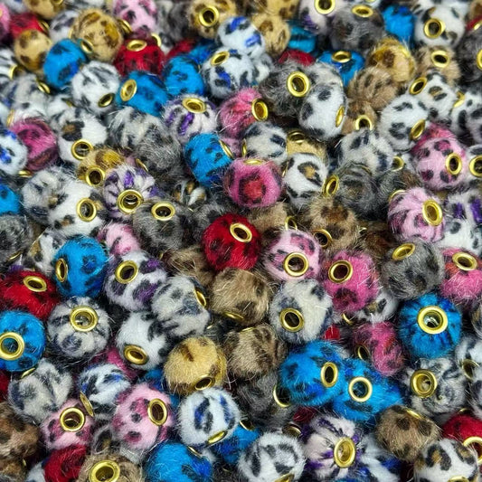Pompom beads-leopard pompom (for beadable pens, keychains, phone chains)