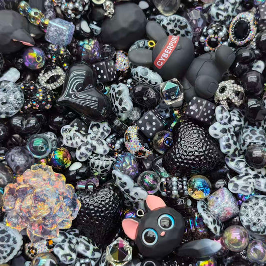 Acrylic beads- black black black 3.0(for beadable pens, keychains, phone chains)