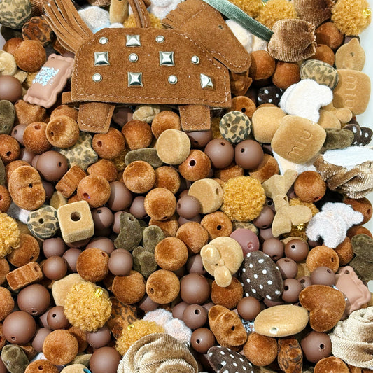 Acrylic beads-Fuzzy brown (for beadable pens, keychains, phone chains)