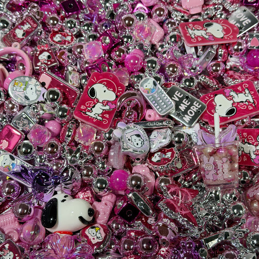 Acrylic beads-Rose Pink Snoopy for beadable pens, keychains, phone chains