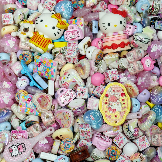 Acrylic beads-Kitty mix (only desin beads)for beadable pens, keychains, phone chains