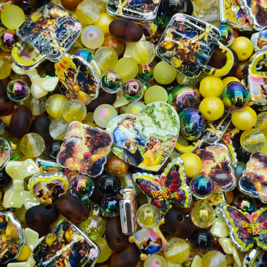 Acrylic Beads -beauty and the beast (for beadable pens, keychains, phone chains)