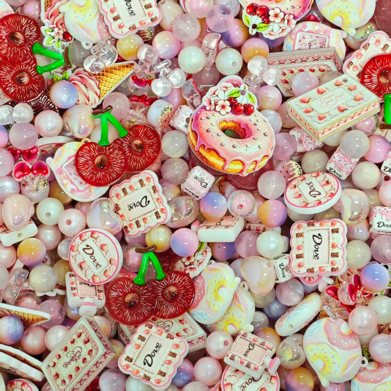 Acrylic beads - Dove (for beadable pens, keychains, phone chains)