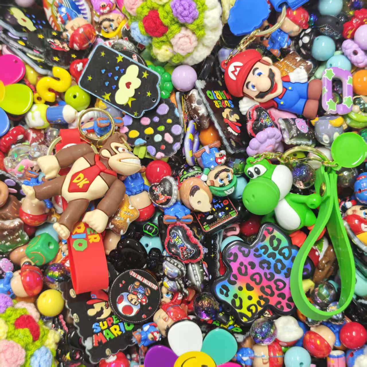 Acrylic Beads -Colorful Mario (for keychains, phone chains)