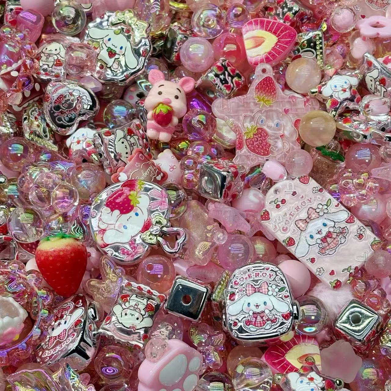 Acrylic beads-Strawberry cinna(for beadable pens, keychains, phone chains)