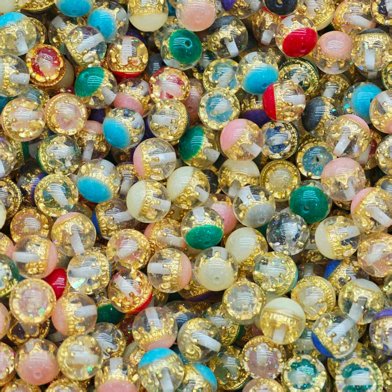 Big sale !!Resin beads - crown  mix (for beadable pens, keychains, phone chains)