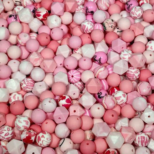 Silicon beads-  pink mix  (for beadable pens, keychains, phone chains)