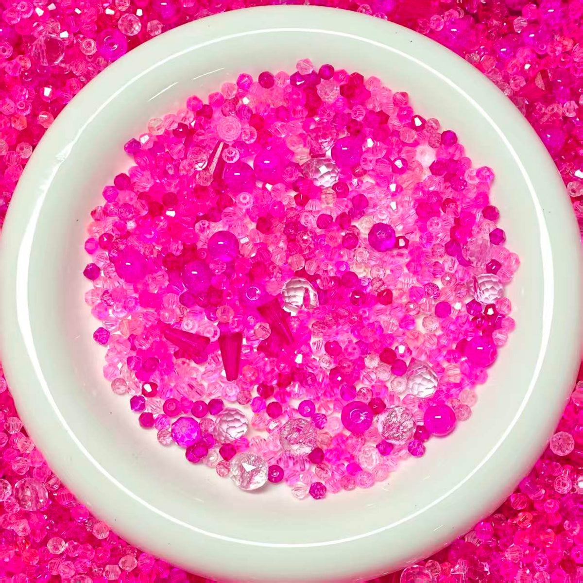 Big sale！ Blingbling glass beads - Hot pink(for keychains, phone chains,bracelet, necklace）