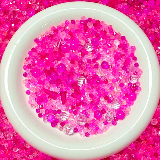 Big sale！ Blingbling glass beads - Hot pink(for keychains, phone chains,bracelet, necklace）