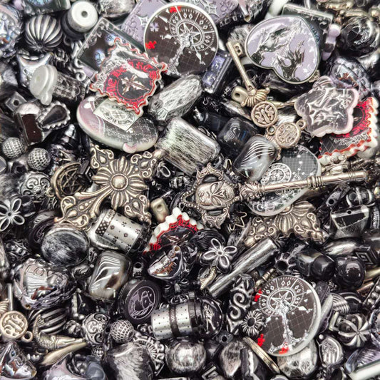 Acrylic beads- Chrome heart (for beadable pens, keychains, phone chains)