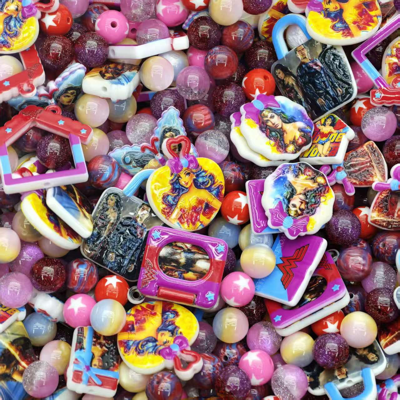 Acrylic Beads -Wonder Woman (for beadable pens, keychains, phone chains)
