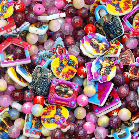 Acrylic Beads -Wonder Woman (for beadable pens, keychains, phone chains)