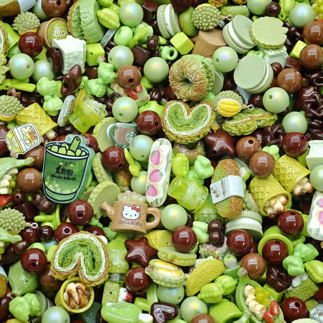 Old friends sale!! Acrylic Beads - Matcha chocolate (for beaded pen, keychains, phone chains)