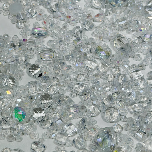 Bling Bling Glass beads-White White White  (for beadable pens, keychains, phone chains)