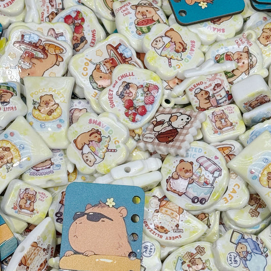 Acrylic beads-Capybara (for beadable pens, keychains, phone chains)