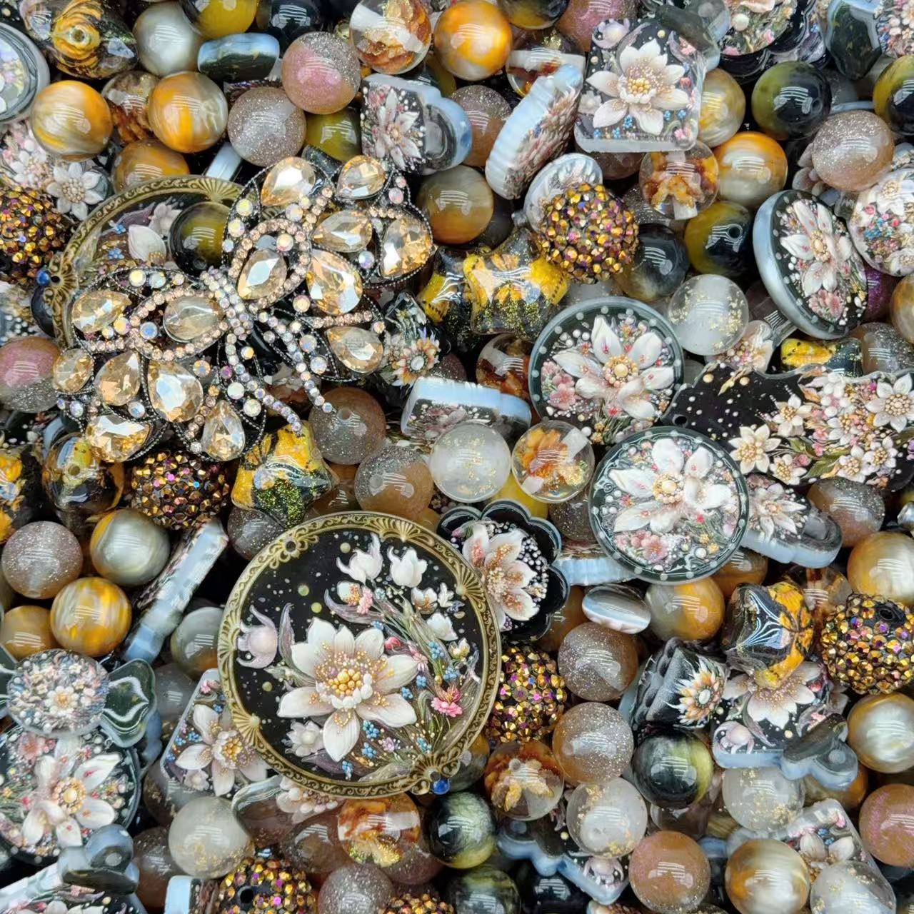 Acrylic Beads - Elegant peony  (for beaded pen, keychains, phone chains)
