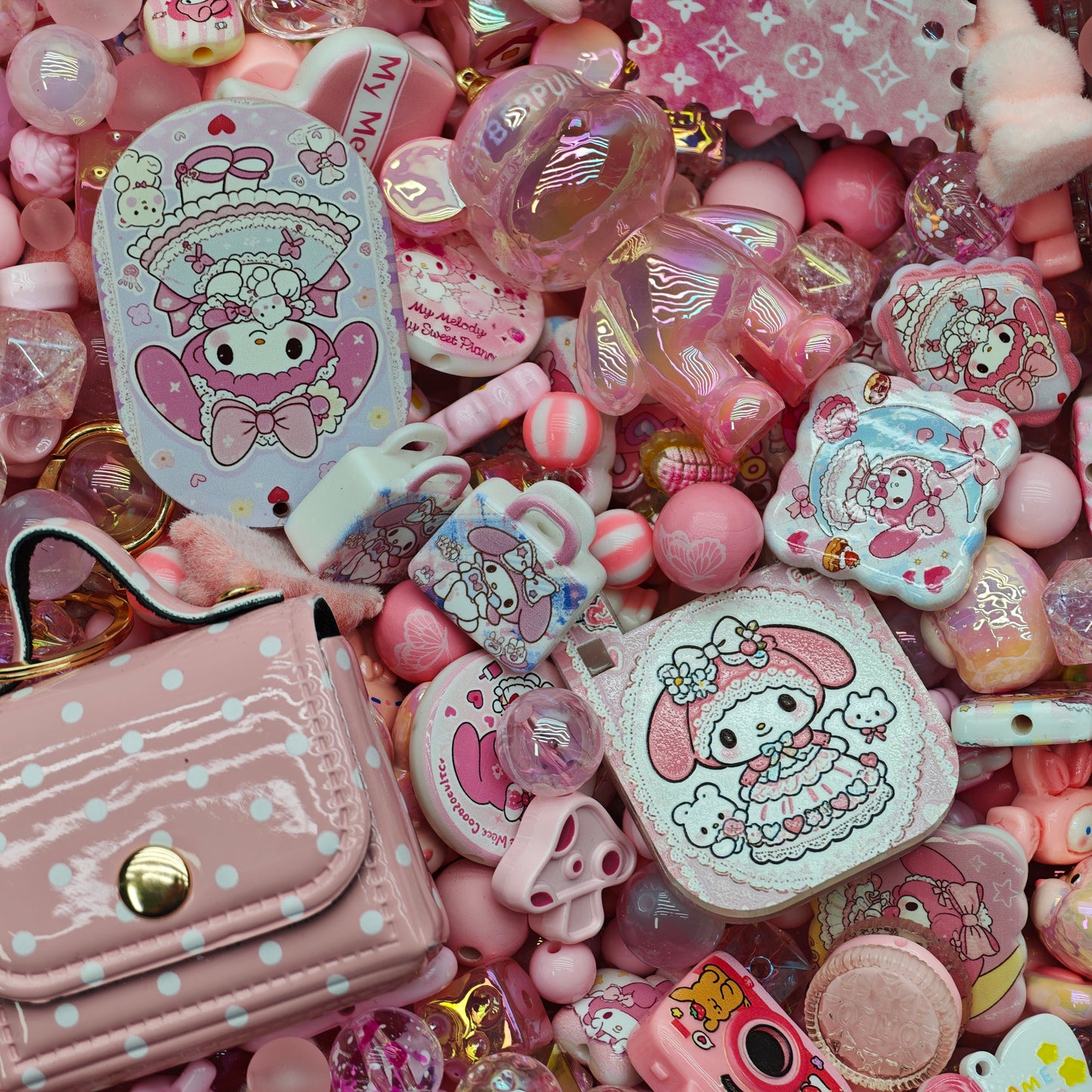 Acrylic beads-My Melody (for beadable pens, keychains, phone chains)