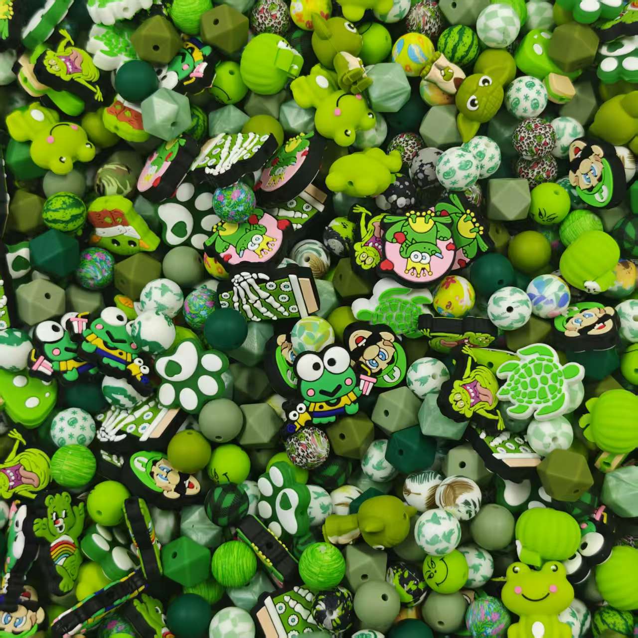 [Big sale]Silicon beads -Green mix(for beadable pens, keychains, phone chains)