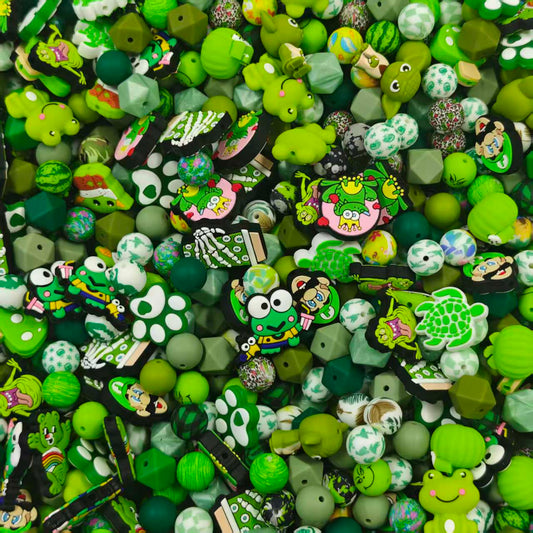 [Big sale]Silicon beads -Green mix(for beadable pens, keychains, phone chains)