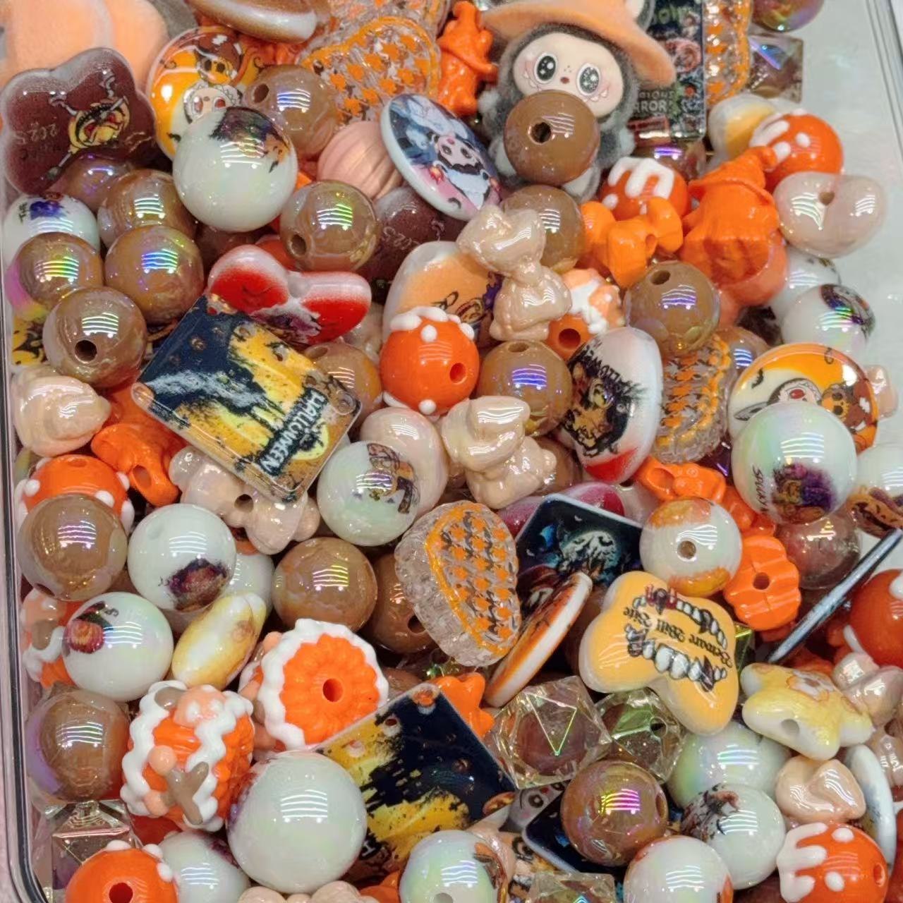 Acrylic beads-Halloween Labubu(Brown) for beadable pens, keychains, phone chains