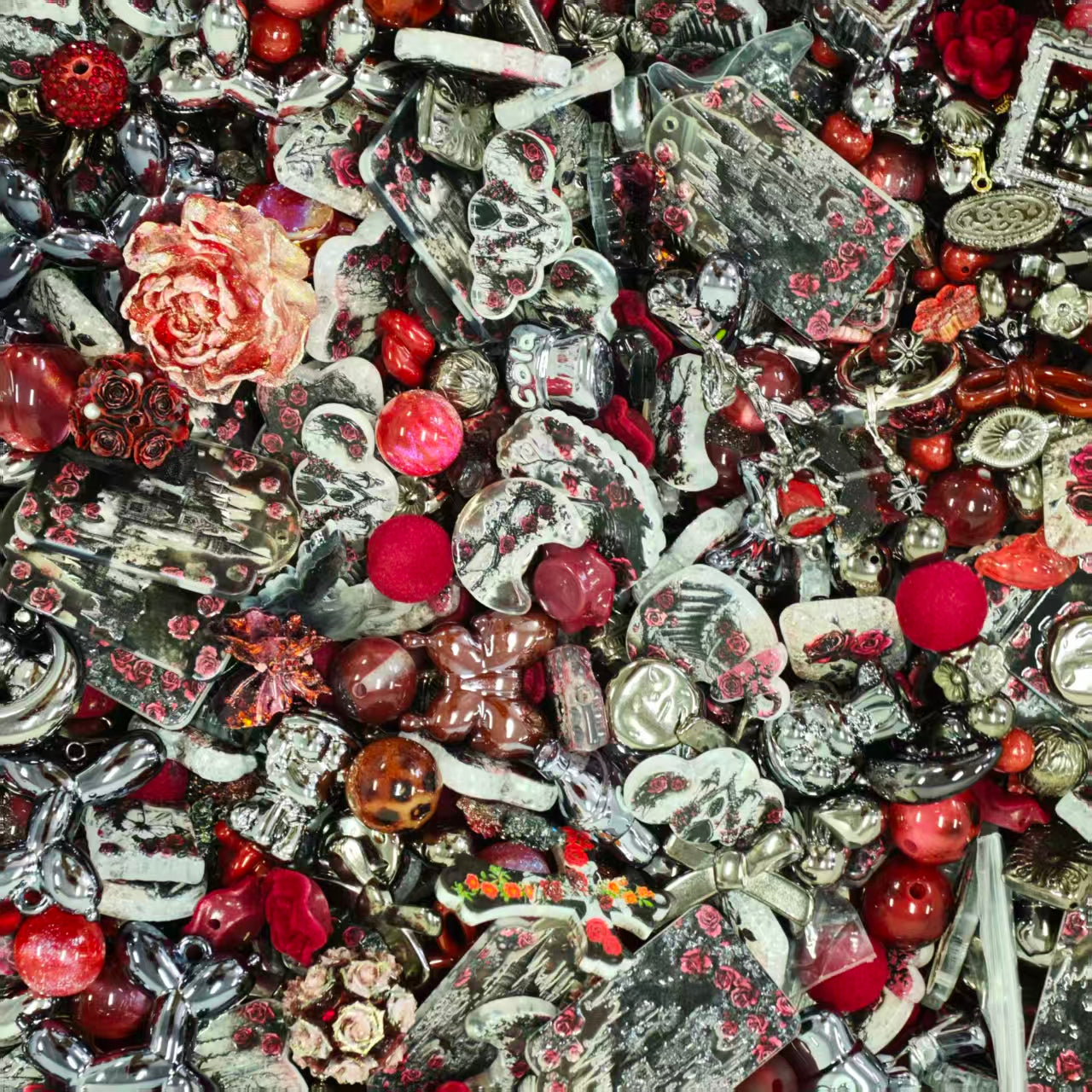 Acrylic beads - Gothic rose (for beadable pens, keychains, phone chains)