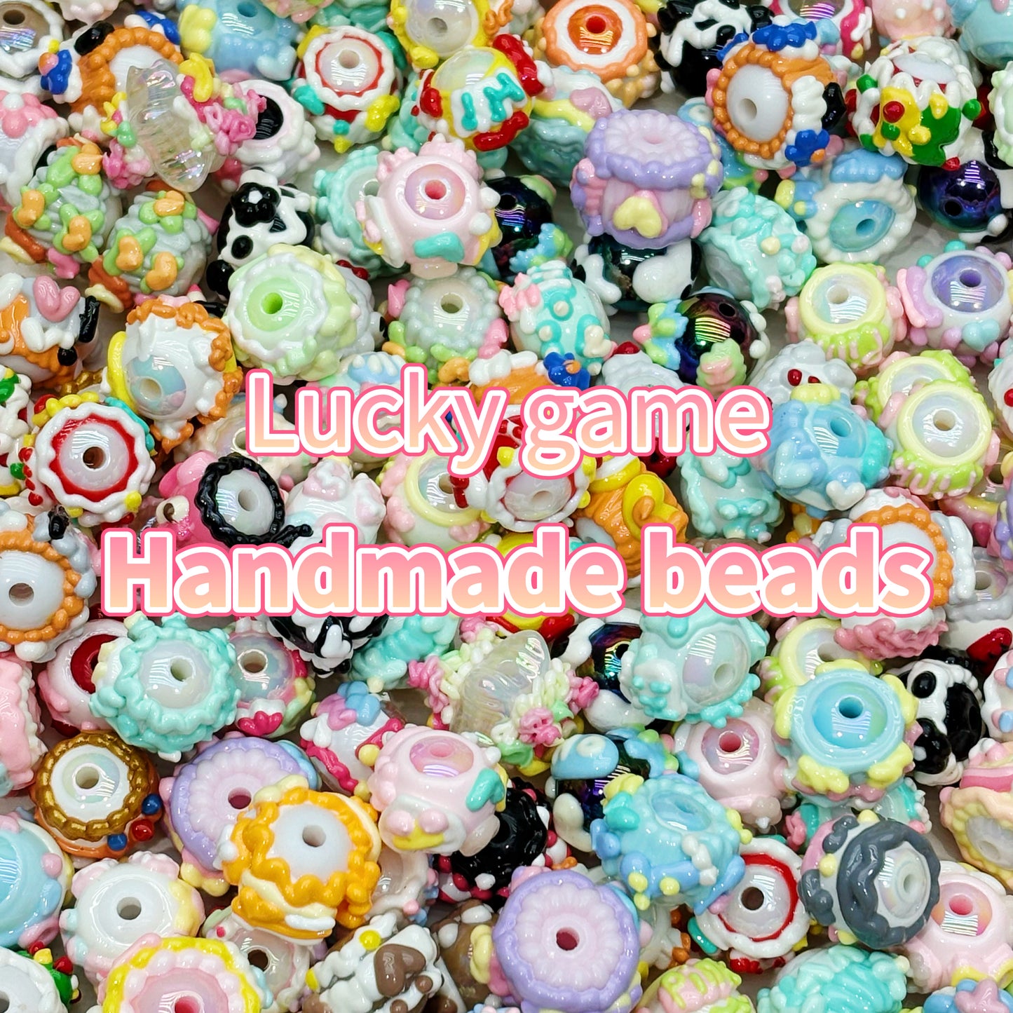 Lucky game-Handmade beads (big oil painted beads )