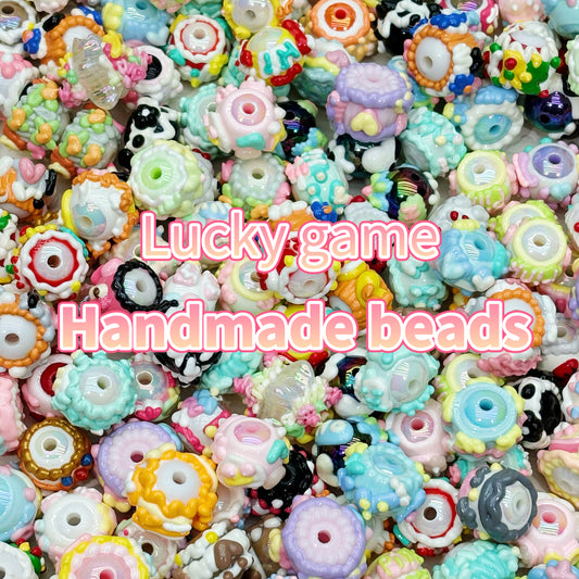 Lucky game-Handmade beads (big oil painted beads )