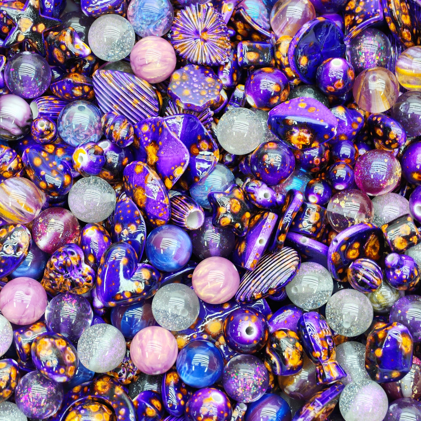 Acrylic beads-Starlight Orchid (Purple) (for beadable pens, keychains, phone chains)