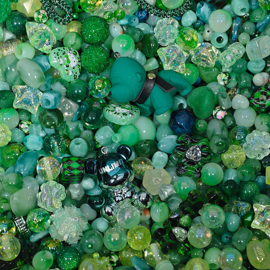 Acrylic beads- Green mix (for beadable pens, keychains, phone chains)