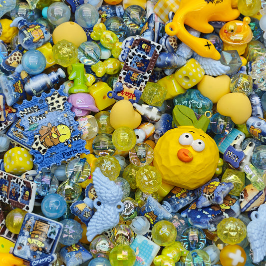 Acrylic beads-yellow blue Pompom (for beadable pens, keychains, phone chains)