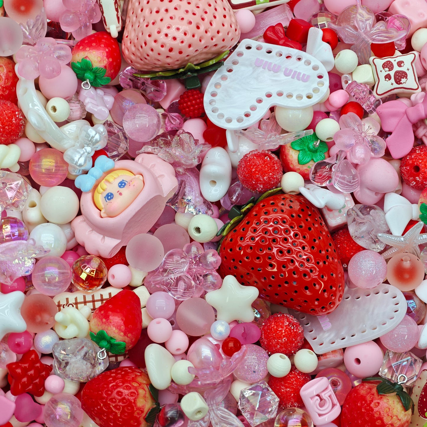 Acrylic beads-Strawberry pink (for beadable pens, keychains, phone chains)