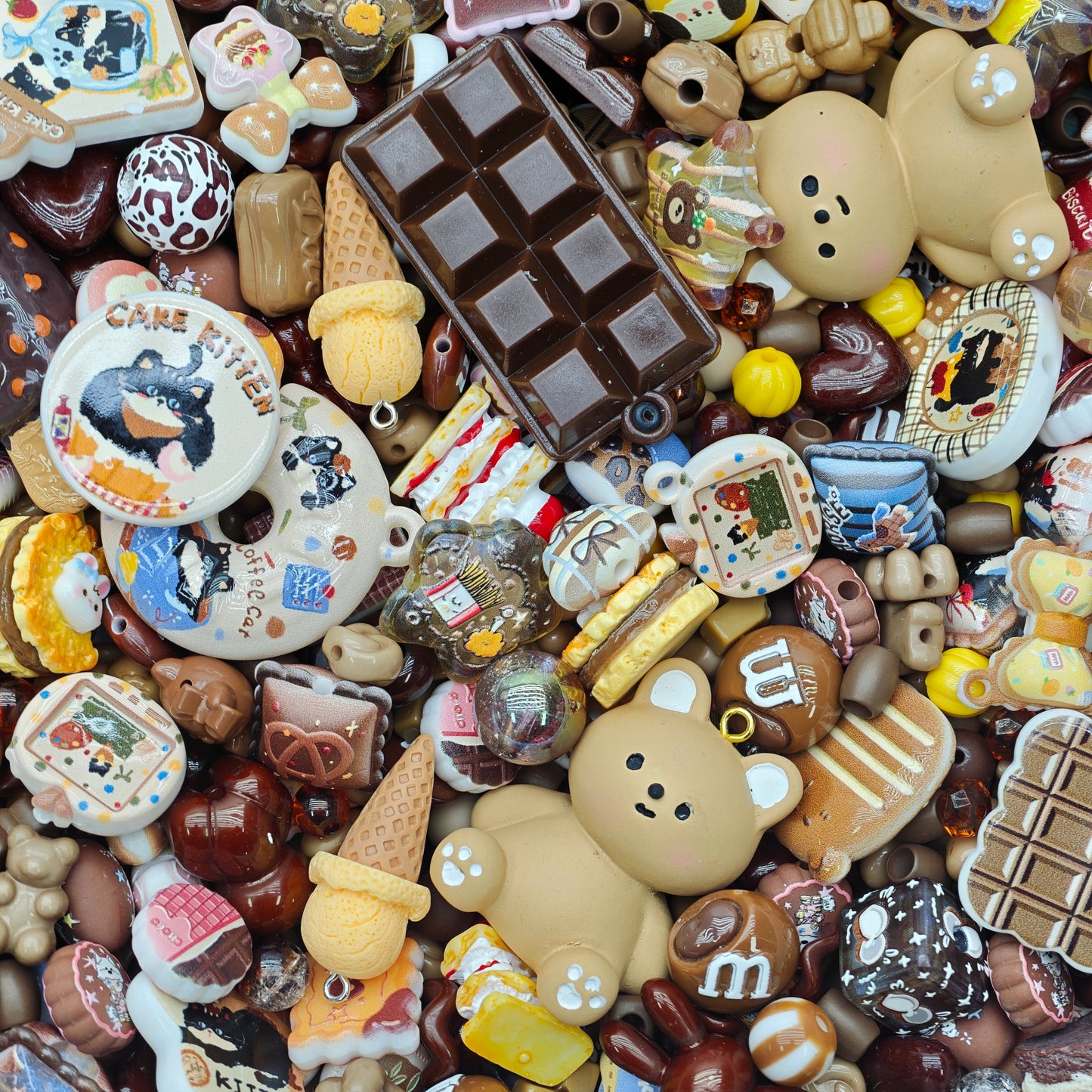 Acrylic beads- Brown snacks (for beadable pens, keychains, phone chains)